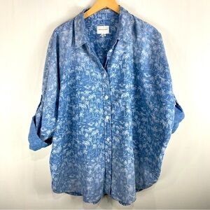 American Eagle Novelty Beach Tropical Print Button‎ Up Down Shirt Blouse Medium
